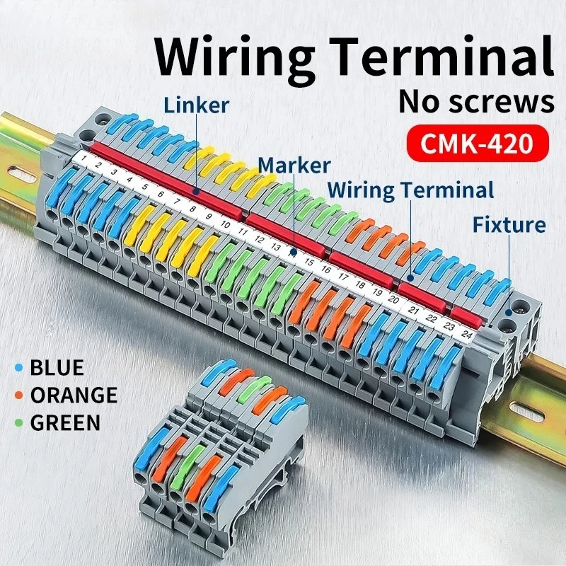 JINH CMK420 DIN-Schienen-Schnellanschluss-Klemmenblock 32 A 420 V kompakter Schnellanschluss 0,08–4 mm 2 Image