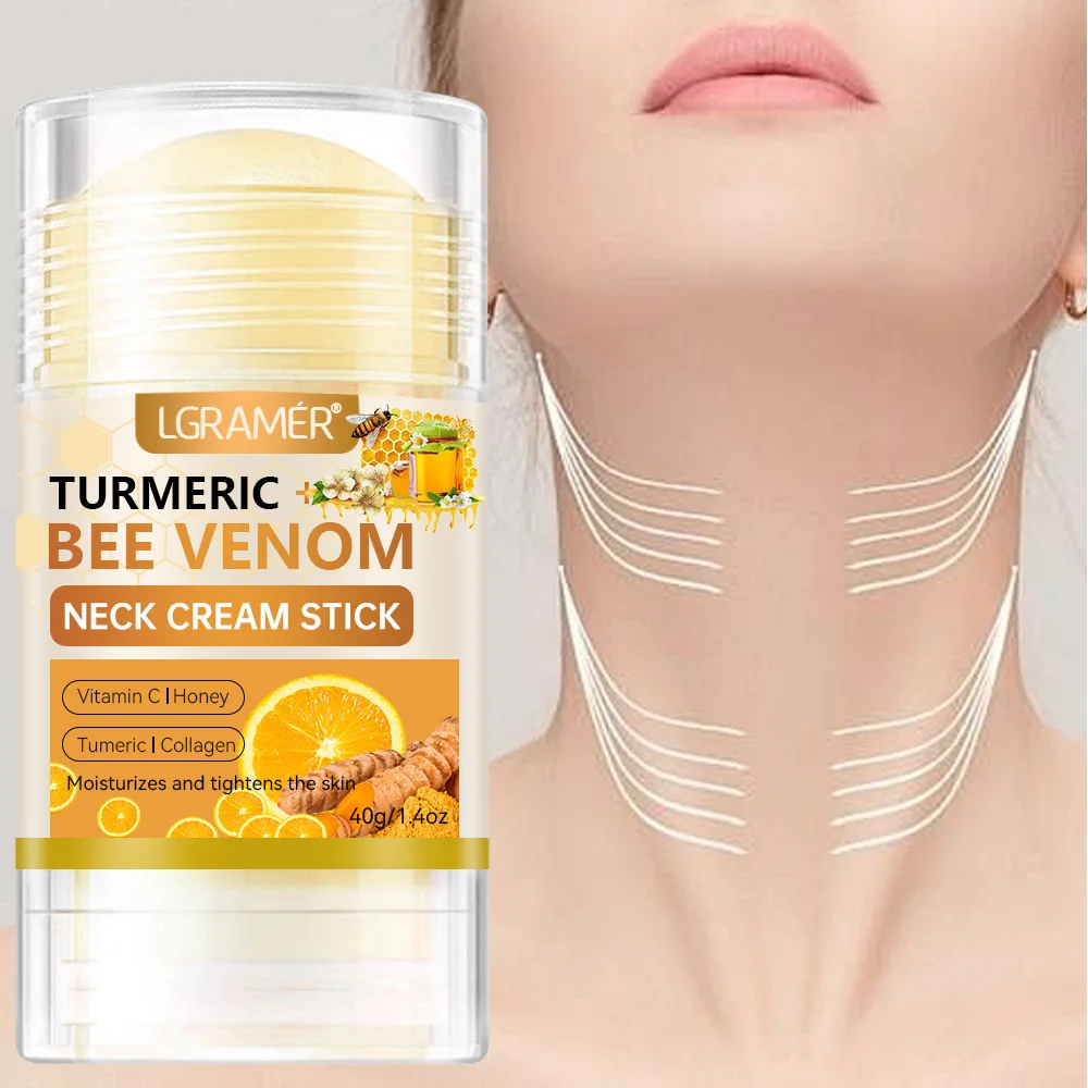 LGRAMER Kurkuma Vitamin C Halscremestift Gesichtscremestift Anti-Aging hellt Flecken und Falten auf, Aufhellung Image