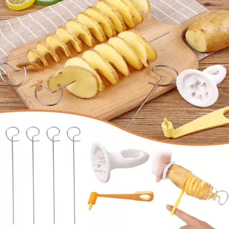 1Set Edelstahl Kunststoff Drehen Kartoffel Slicer Twisted Kartoffel Spirale Scheibe Cutter Kreative Gemüse Werkzeug Küche Gadgets