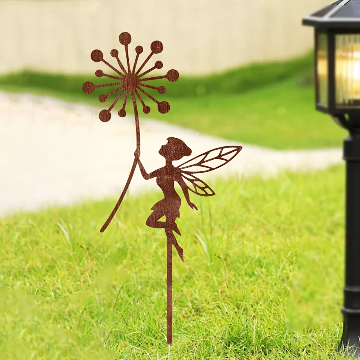 1Pc Iron Garden Decoration Ground Plug with Charming Fairy and Flower Design, Outdoor Decoration for Garden, Terrace, Balcony, Flower Pot - Weddings and Christmas Holiday Gifts, Outdoor Garden