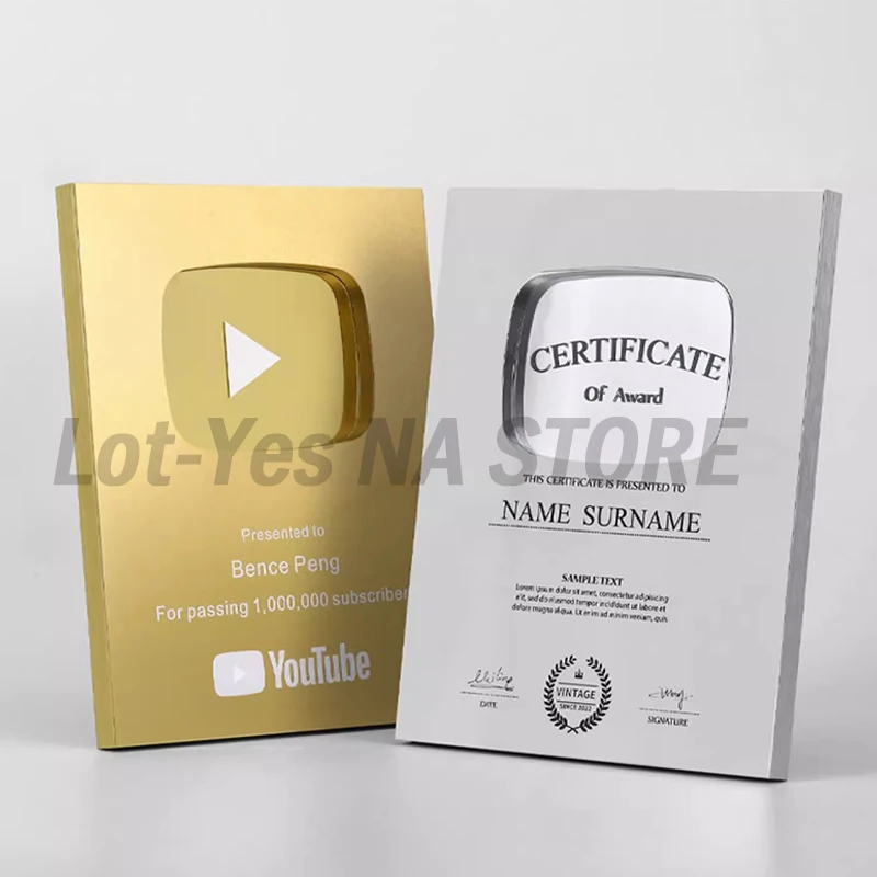 2025, neues Gold, Silber, UV-gedrucktes YouTube-Plakette, Auszeichnung, Weltraum, Aluminium, individuelles Auszeichnungsplakette, Dankeschön-Ehrenplakette Image