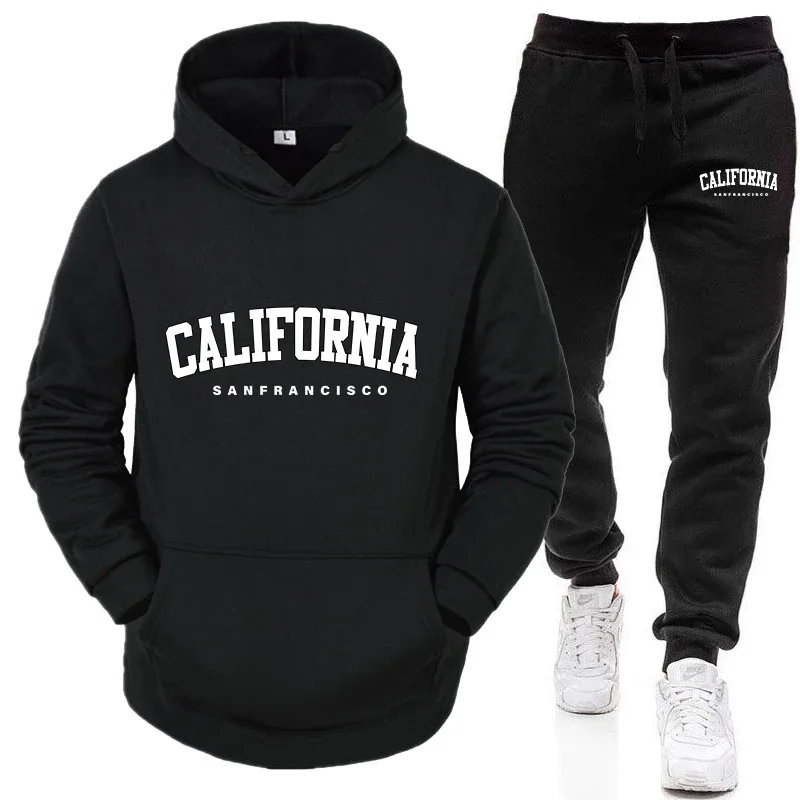 Herren-Trainingsanzug mit Kapuze, Sweatshirts, Jogginghose, Set, lässig, Sport, Joggen, Herrenbekleidung, Büro, Zuhause, Anzug, Y2k, Mode, Streetwear Image