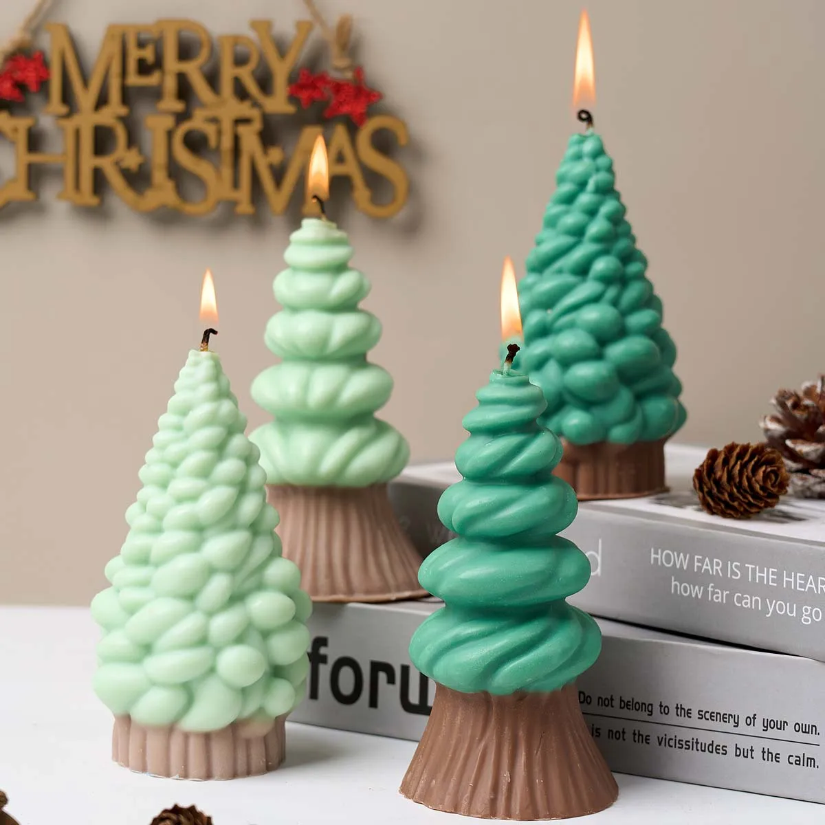 Weihnachten Ornamente Silikon Kerze Form DIY Weihnachten Baum Aromatherapie Seife Gips Harz Handwerk Casting Formen Hause Urlaub Dezember Image