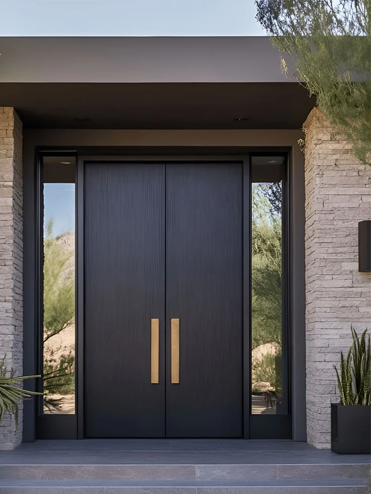 Haus-Doppelflügeltür, Aluminium-Außenaußen, moderne Eingangstüren für Zuhause, Hauptsicherheitstür vorne, individuelle Dekoration