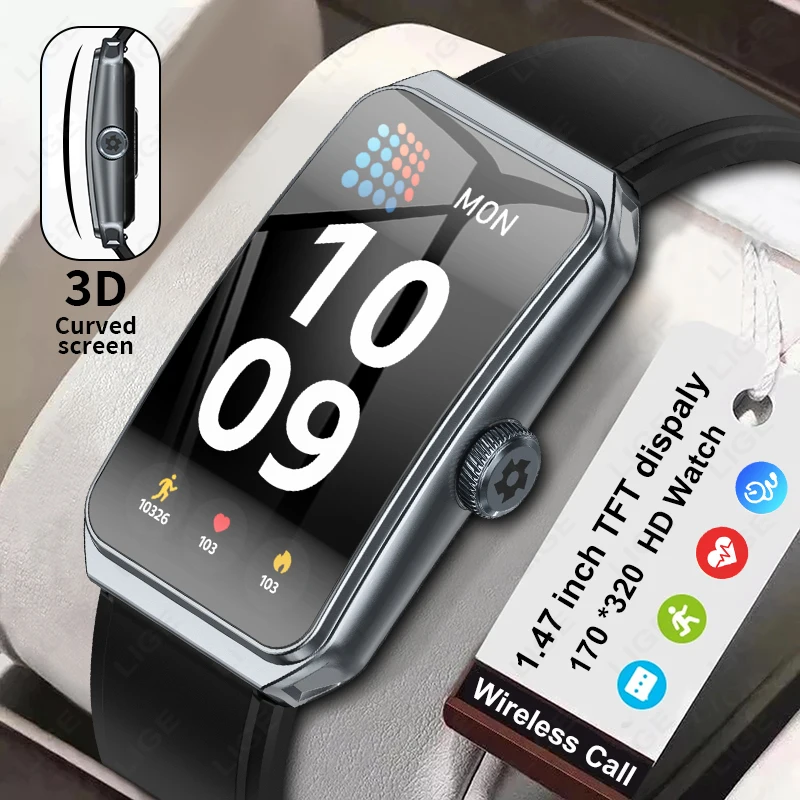 LIGE Neue Original Smart Uhr Männer Alle-tag Blut Sauerstoff Herz Rate Monitor 3D Bildschirm Smart Band Wasserdichte Sport smartwatch Frauen