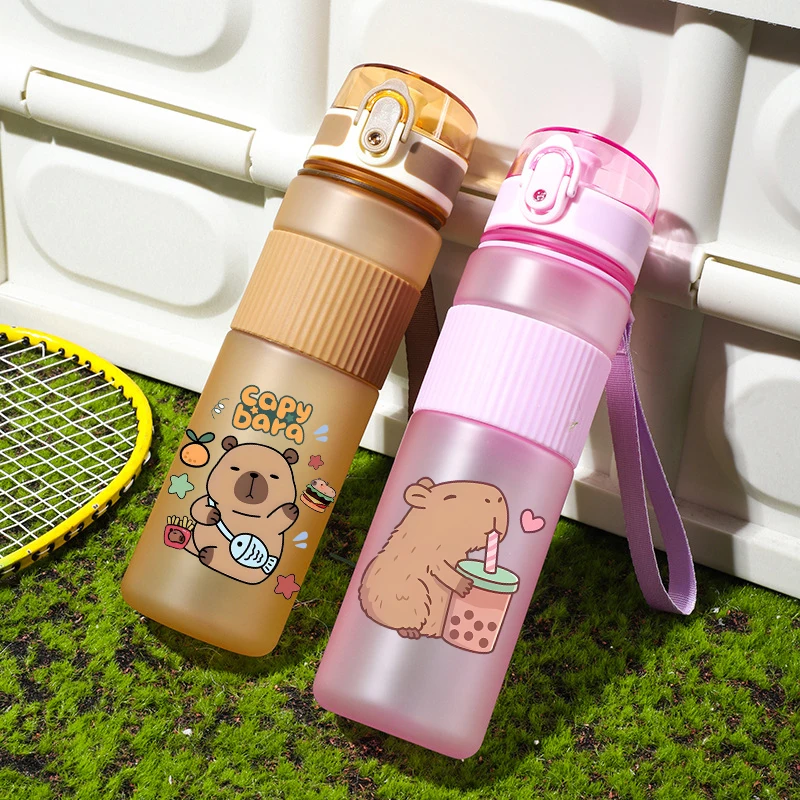 Capybara Sport-Wasserflasche, auslaufsicher, bunter Kunststoffbecher, zum Trinken, für Outdoor, Damen und Herren, Reisen, tragbar, für Fitnessstudio, Fitness, Krüge Image