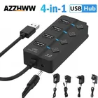 Espansore hub per docking station USB 3.0 hub USB a 4 porte con interruttore di alimentazione on/off LED individuale e spina EU/US/AU/UK per PC portatile