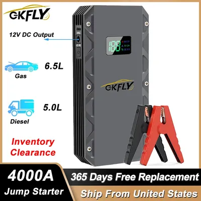GKFLY Jump Starter Power Bank 4000A /6000A Portable Car Battery Starter For 12V Car Emergency Booster Starter Starting Device