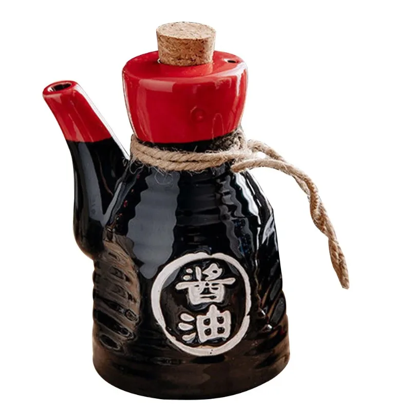 Barattolo di olio in stile giapponese Barattolo di spezie Bottiglia di salsa di soia nera Dispenser di condimenti in ceramica Contenitore per condimenti per la casa Cucina Sala da pranzo Bar