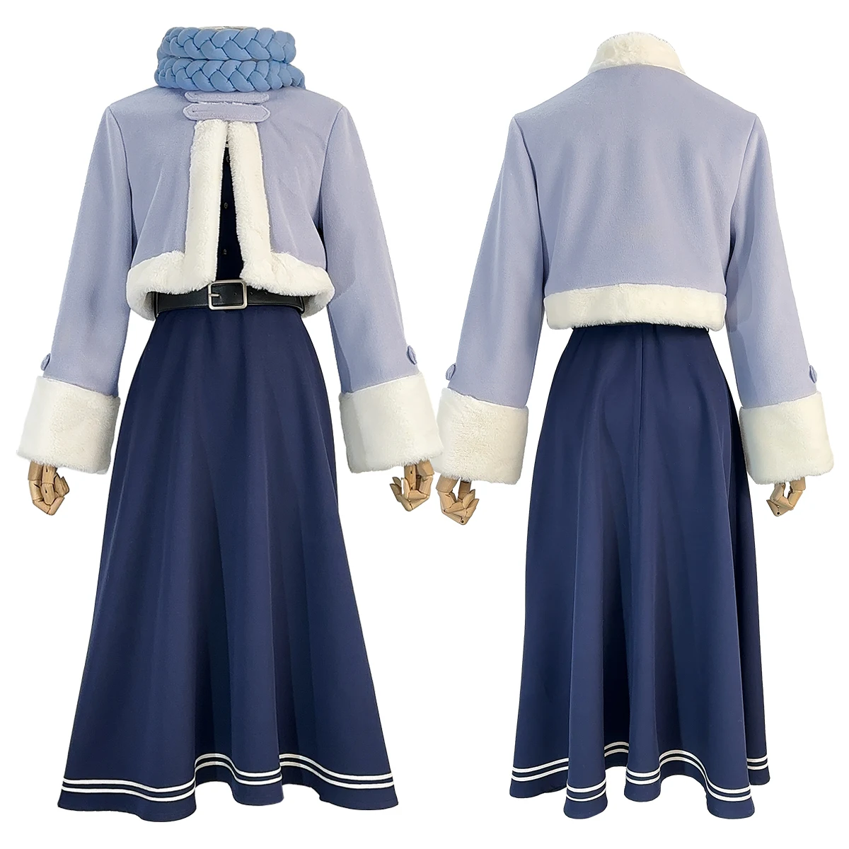 HOLOUN Frieren Beyond Journey's End Anime Fern Cosplay Kostüm Perücke Winter Cape Kleid Zopf Schal Halloween Weihnachten Convention Image