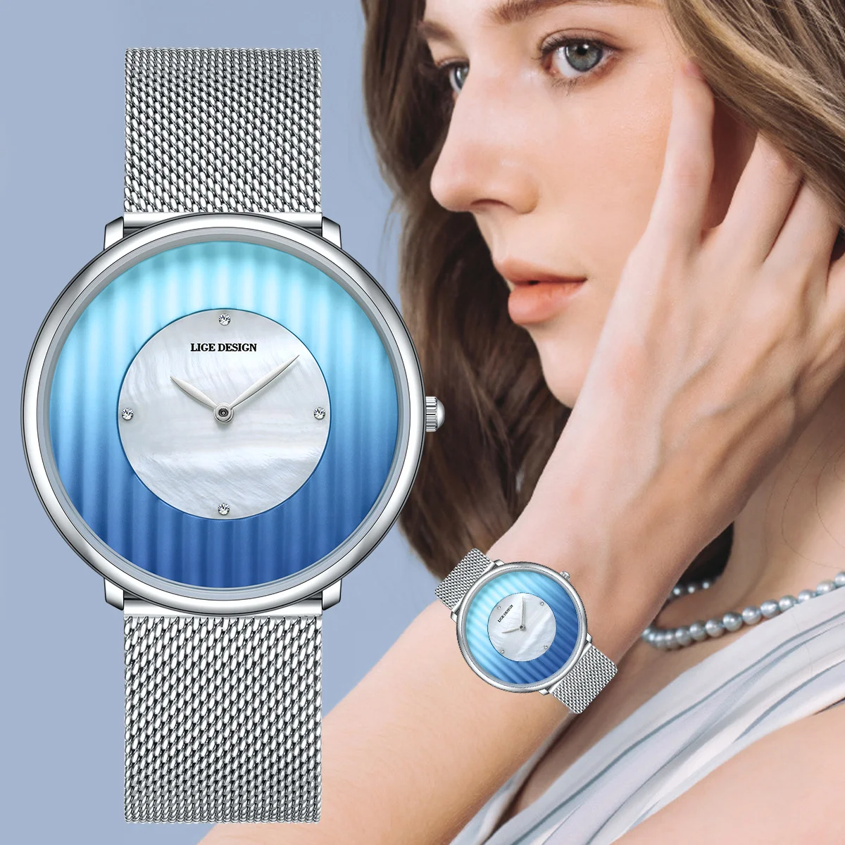 LIGE Marke Luxus Silber Uhr Frauen Kleine Zifferblatt Mesh Band Damen Uhr Mode Elegent Quarz Armbanduhr Geschenk relogio feminino Image