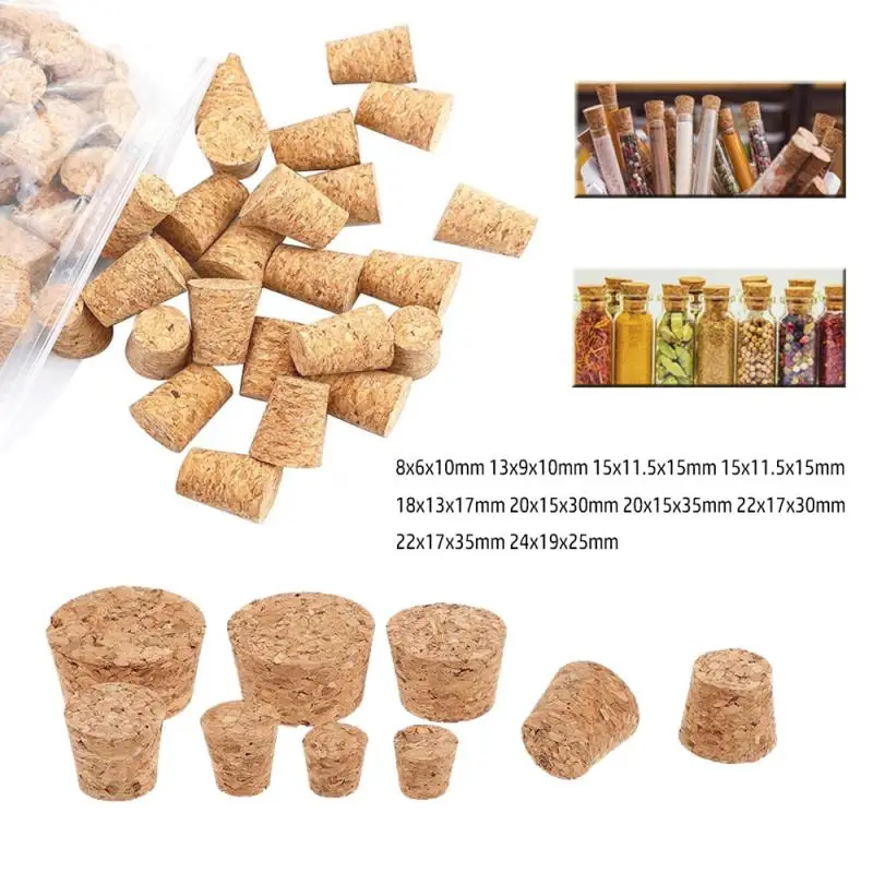 Tappi di sughero da 5-10 pezzi, tappi di sughero per bottiglie, tappi di sughero conici in legno, adatti per l'artigianato delle bottiglie e bottiglie di vino