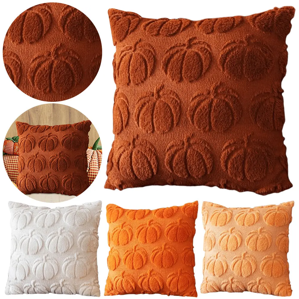 45x45cm Kürbis Herbst Kissen bezug Soft Plüsch Kissen bezug Couch Kissen bezug für Halloween Dekorationen Image