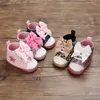 Frühling Und Herbst Baby Schuhe Mid Top Casual Schuhe Bogen Dekoration Baby Wanderschuhe Weichen Sohlen Schuhe Für 0-1 jahre Alt