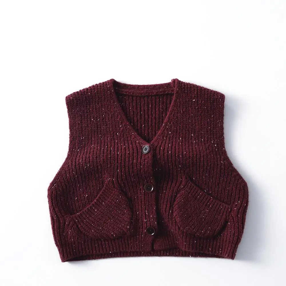 2025 herbst Neue Kinder Ärmellose Strick Weste Mantel Baby V-ausschnitt Pullover Jungen Mädchen Strickjacke Casual Kinder Weste Jacke
