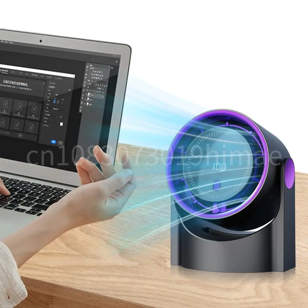 100-stufiger tragbarer blattloser Ventilator, wiederaufladbarer USB-Desktop-Lüfter, digitales Display, elektrischer persönlicher Ventilator für Reisen im Freien Image