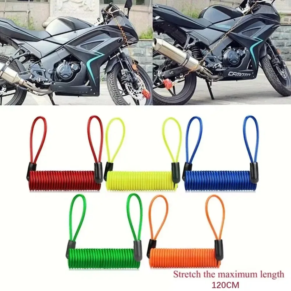 1,2 m Fahrrad Frühling Kabel Anti-diebstahl Lock Seil Alarm Disc Lock Fahrrad Sicherheit Erinnerung Motorrad Anti-diebstahl Schutz 120-150 cm Image