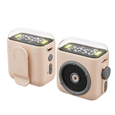 P6 Magnetic Clip-on Mini Bluetooth Speaker Small Portable Wireless Bluetooth Speaker with Loud Sound Clock Night Light Support TF Card for Home Office Outdoor Travel Camping Hiking