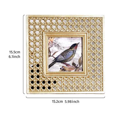 1PC A Square Decorative Photo Frame With a Golden Rattan Woven Pattern and A Resin Material Photo Display Frame Suitable for Family Photo Decoration and Display