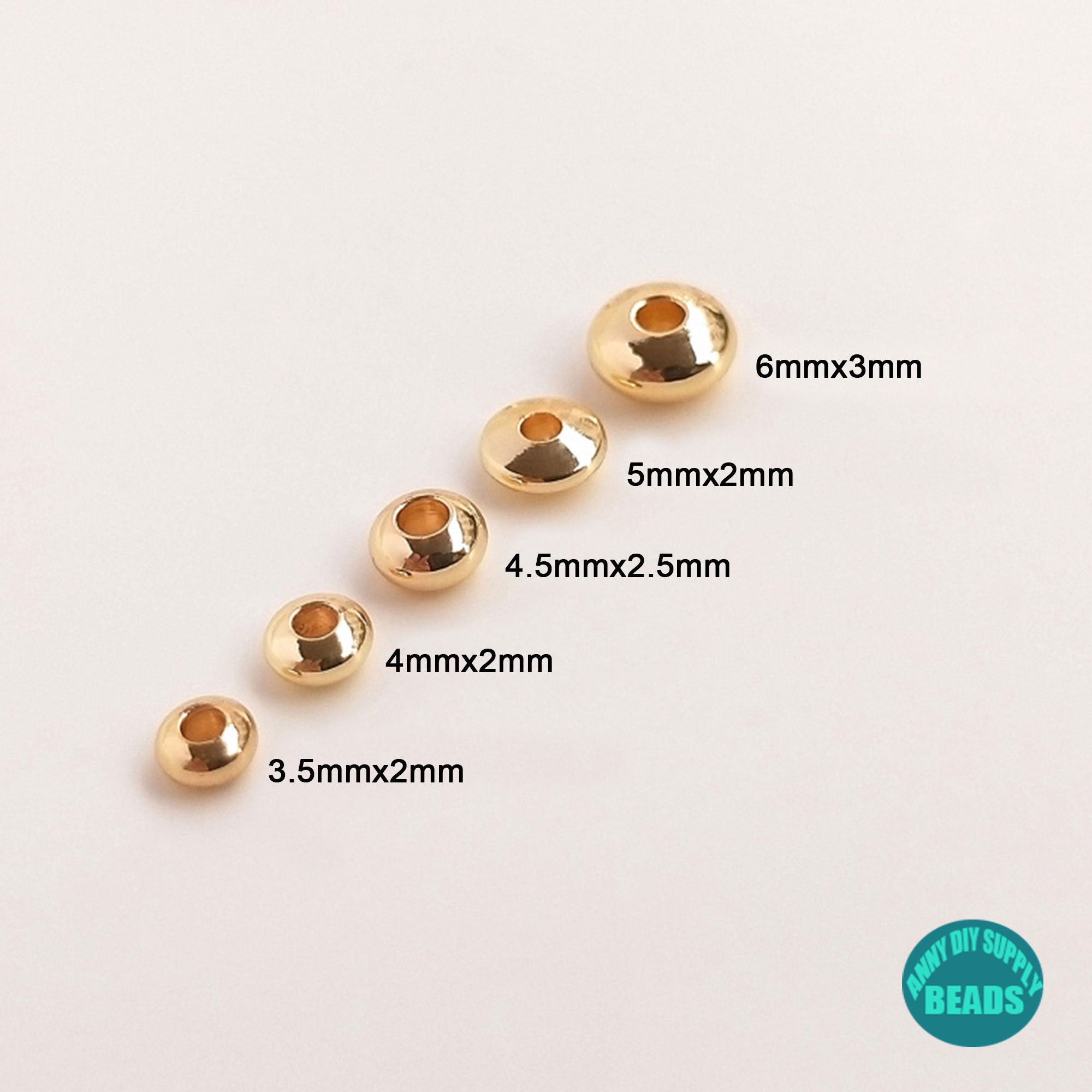 10/50/100 pezzi di perline rondelle placcate oro 14K, perline UFO placcate oro, perline distanziatrici placcate oro