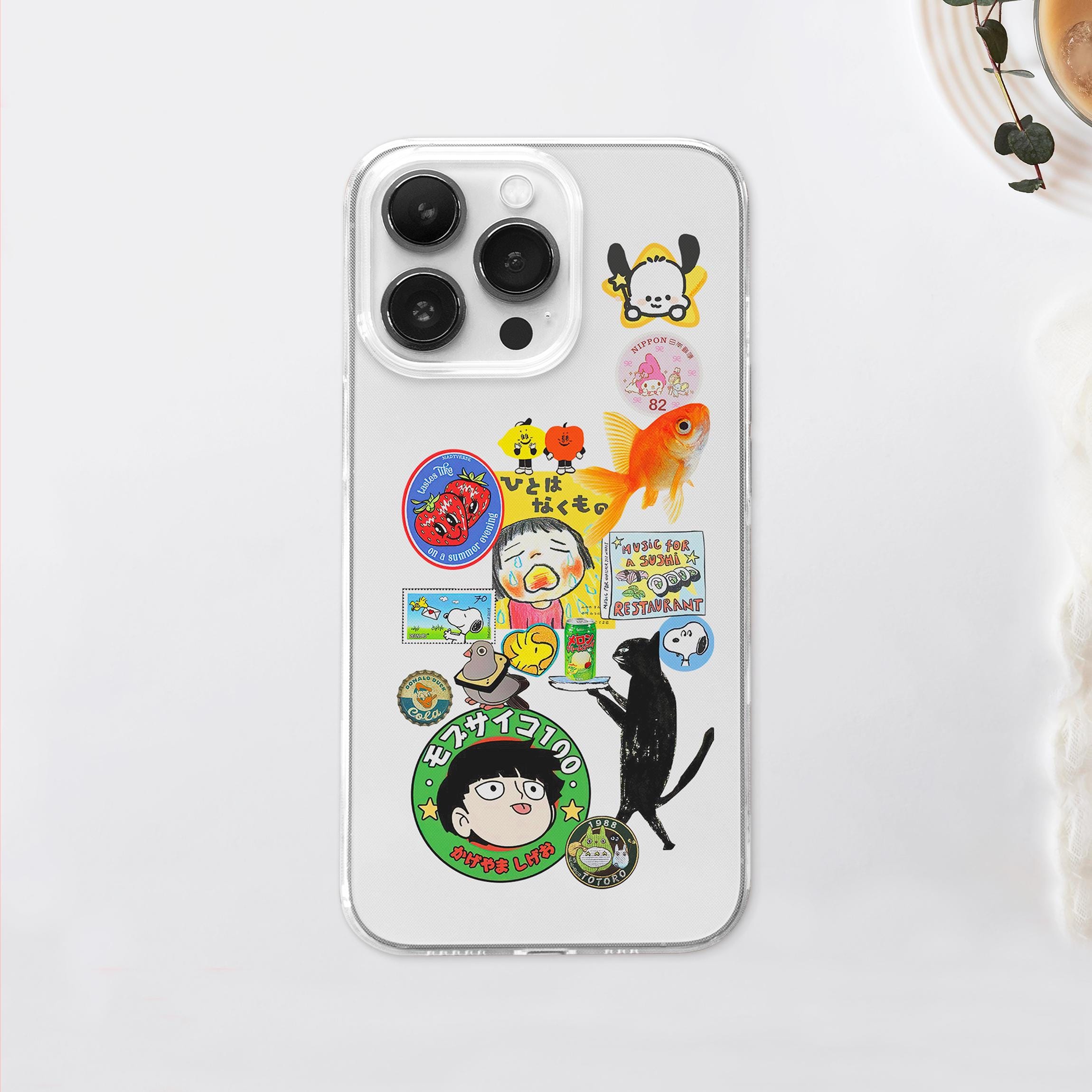 Custodia per telefono MagSafe con ricevuta di cartone animato Anime: custodia Kawaii Goldfish Moodboard per iPhone 17 16 Samsung