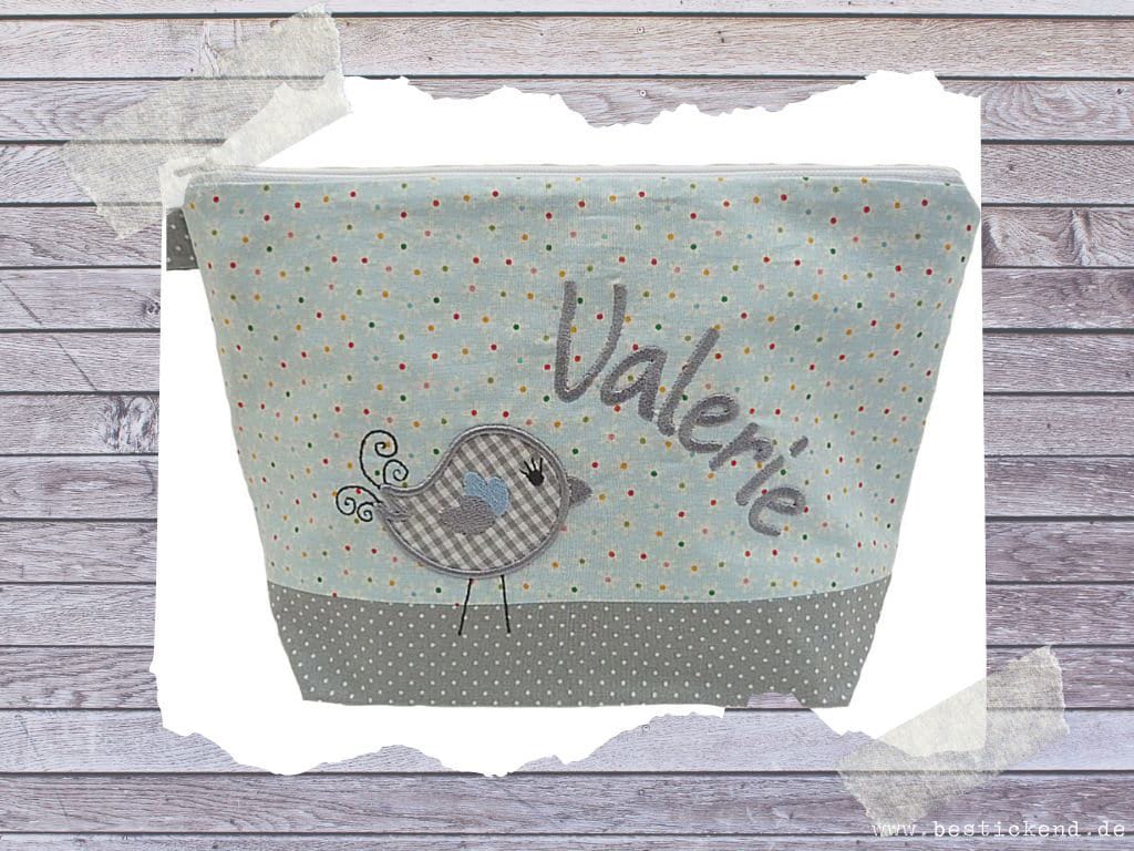 borsa ricamata UCCELLI + nome // azzurro - grigio // borsa per pannolini borsa da toilette borsa per pannolini borsa da toilette borsa da toilette 20