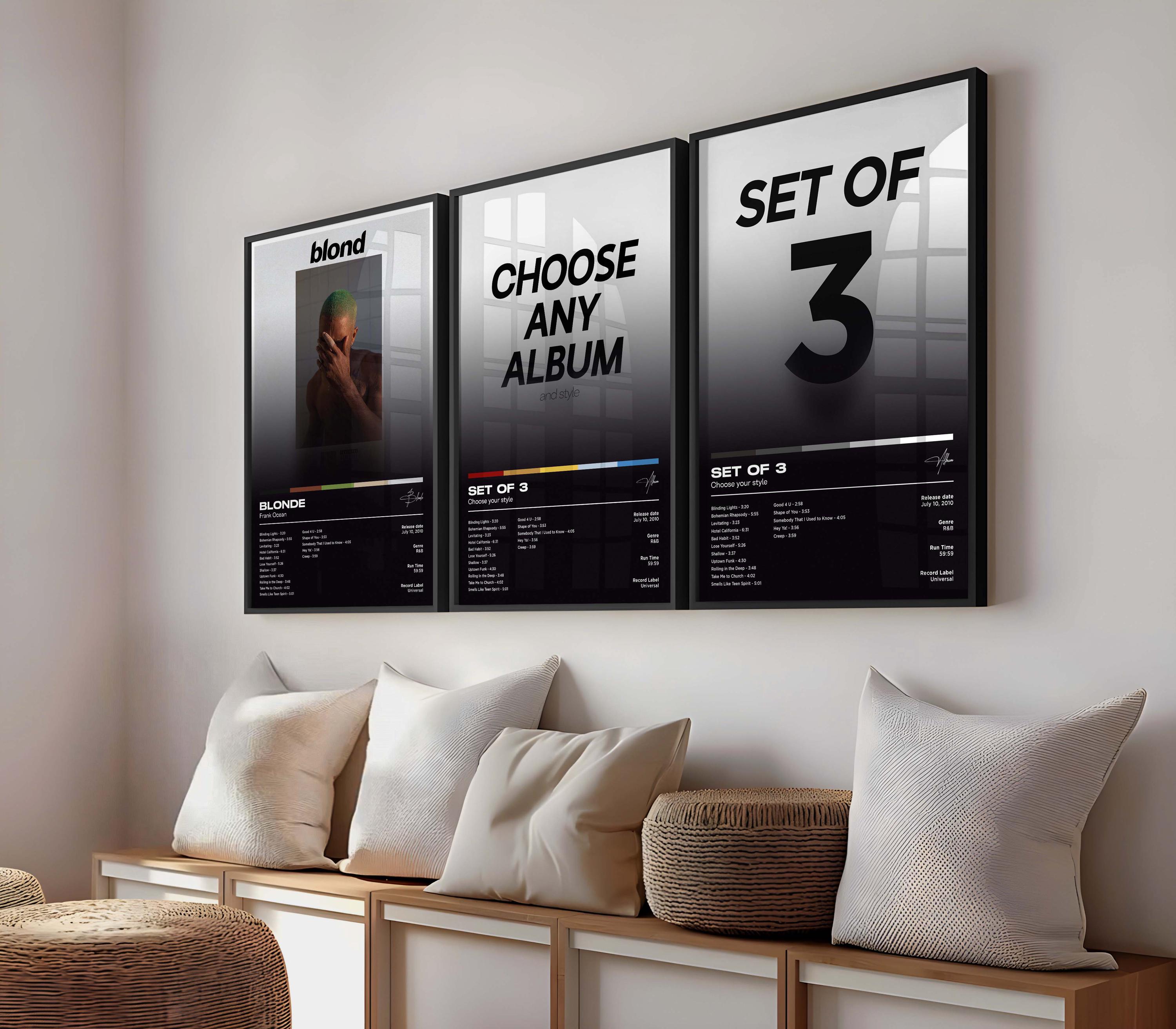Set di 3 poster di album digitali personalizzati | Scegli il tuo album | Personalizzato | Copertina dell'album da parete | Decorazioni per la casa | M