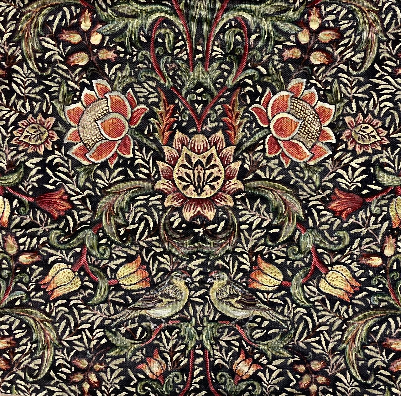 Federa per cuscino in arazzo William Morris: uccelli e fiori, cuscino floreale vittoriano (45,7 x 45,7 cm) tessuto decorativo motivo botanico Mille Fl