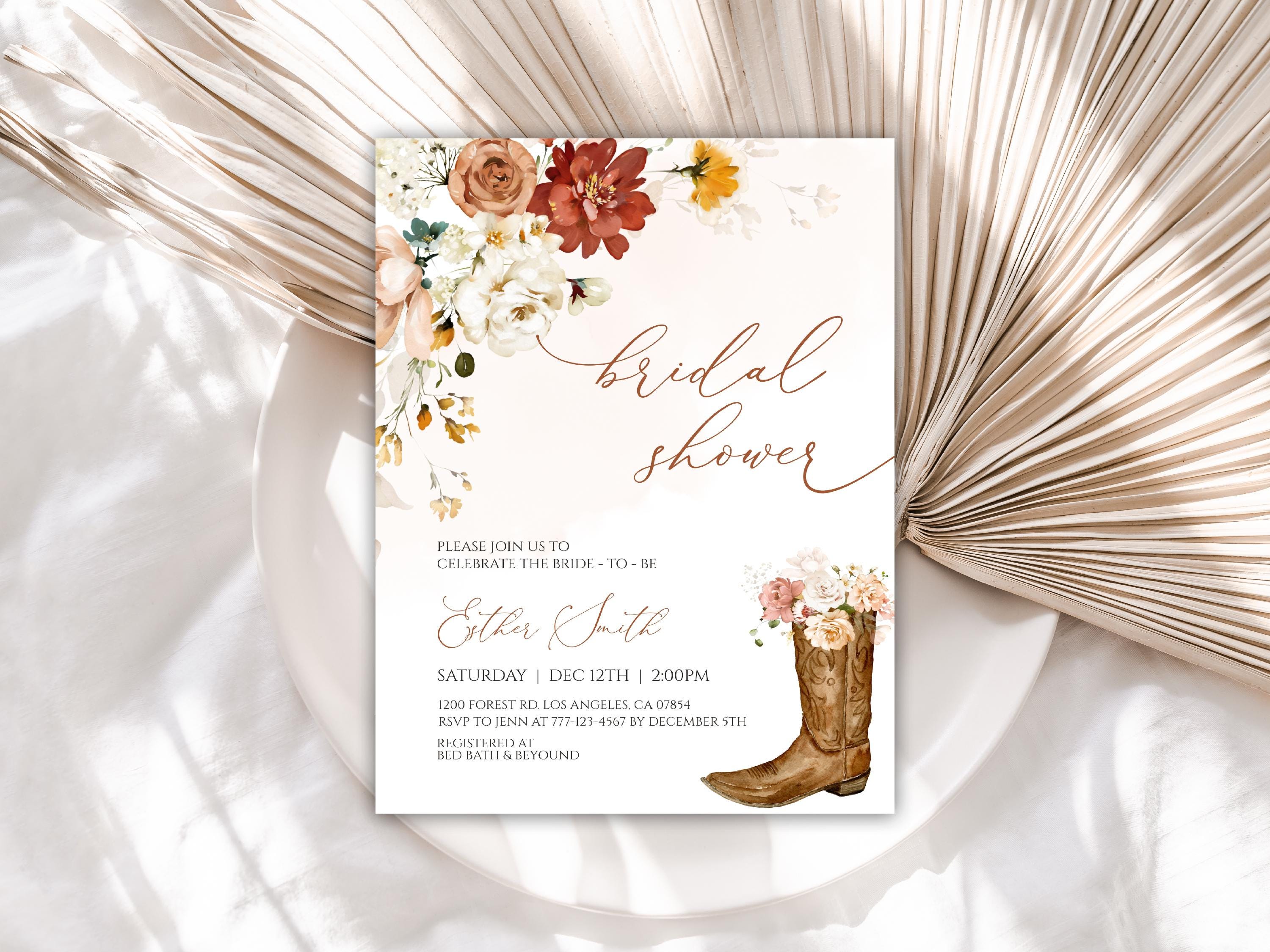 Invito per addio al nubilato a tema stivali boho, invito per addio al nubilato a tema stivali da cowgirl, invito per addio al nubilato, invito per bru