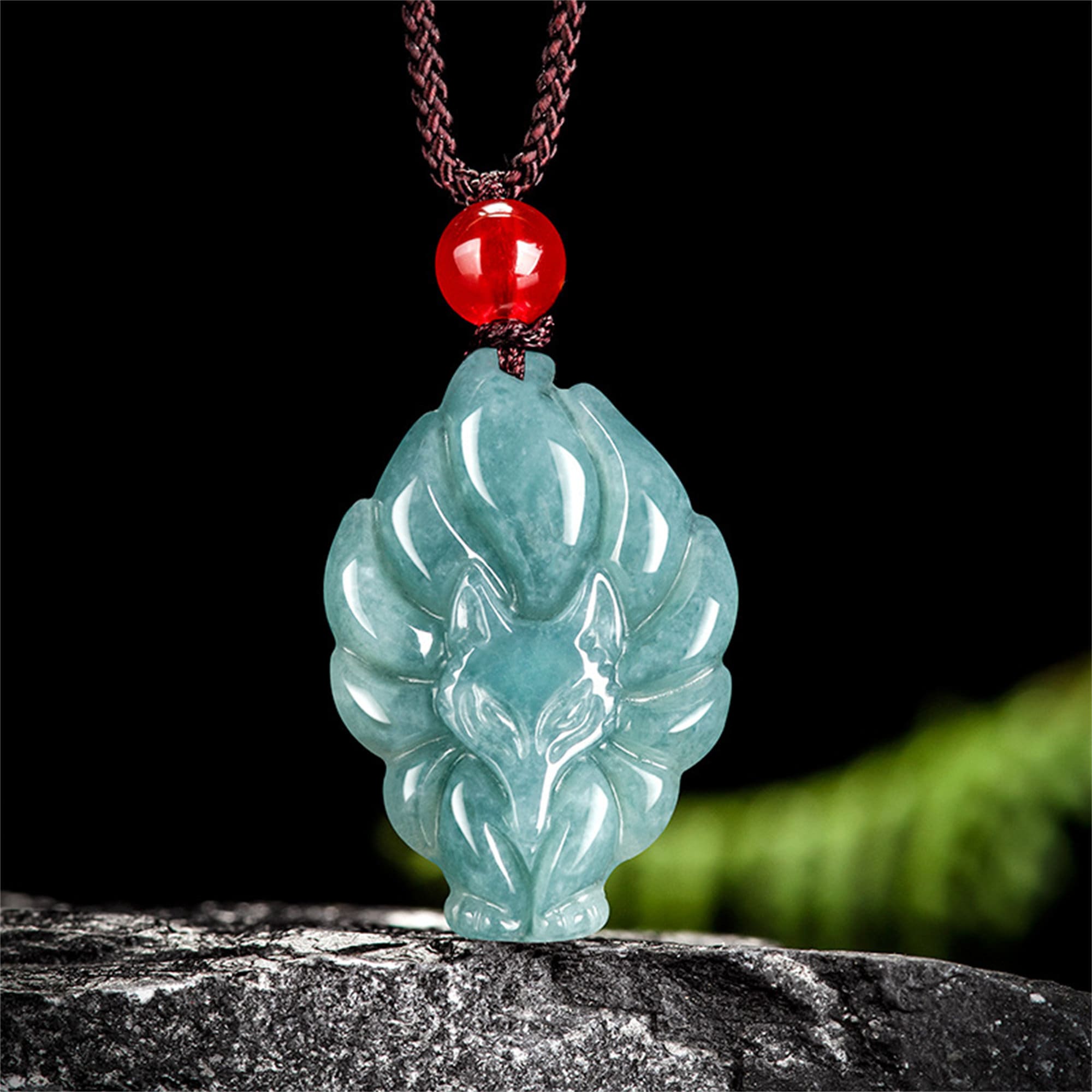 Ciondolo a forma di volpe in giadeite guatemalteca naturale non trattata di tipo A, pendenti rotondi sfusi in giadeite blu acquatica, giadeite autenti