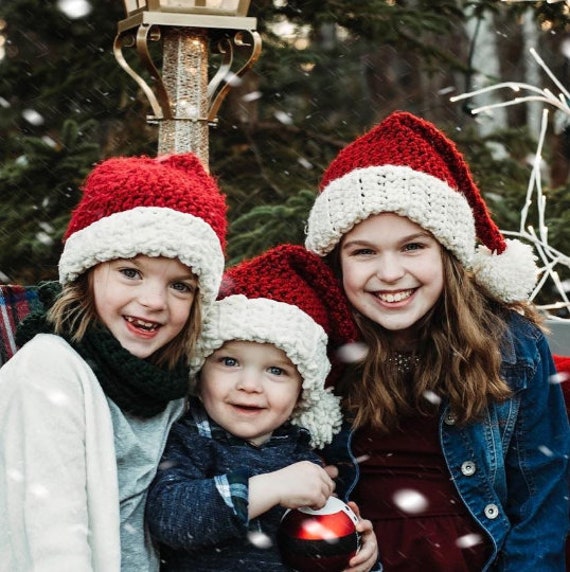 Modello semplice per cappello da Babbo Natale all'uncinetto per cappello da adulto, modelli natalizi all'uncinetto, modello per cappello da Babbo Nata