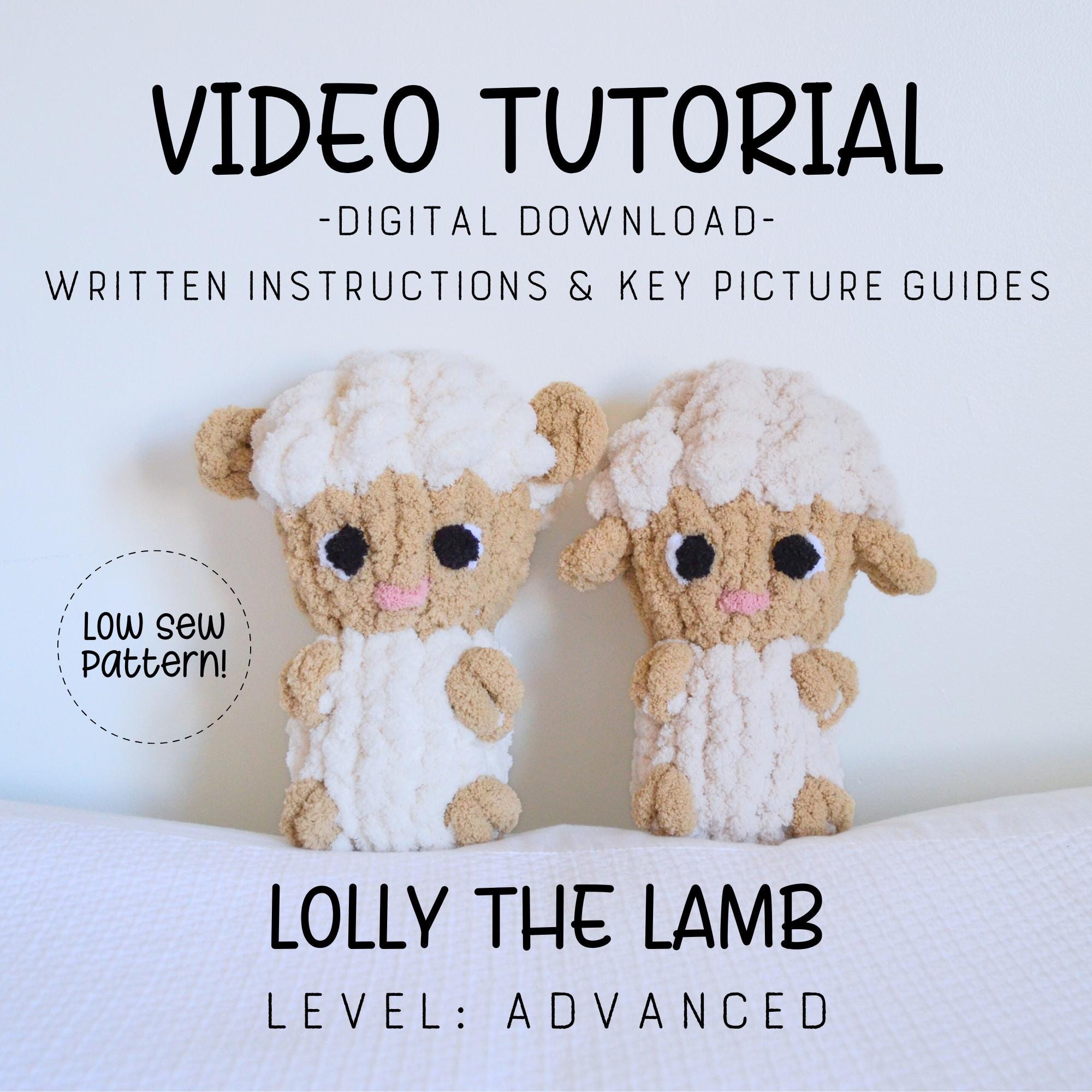 Lolly the Lamb Modello lavorato a mano, Video tutorial Agnello, Video tutorial, Impara a lavorare a maglia con le dita, Lavorare a mano, Peluche lavor