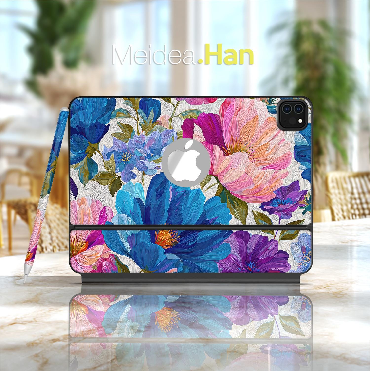 Custodia per tastiera magica Smart Folio Tablet Motivo floreale personalizzato Regalo per tastiera magica Custodia per tastiera intelligente Smart Fol