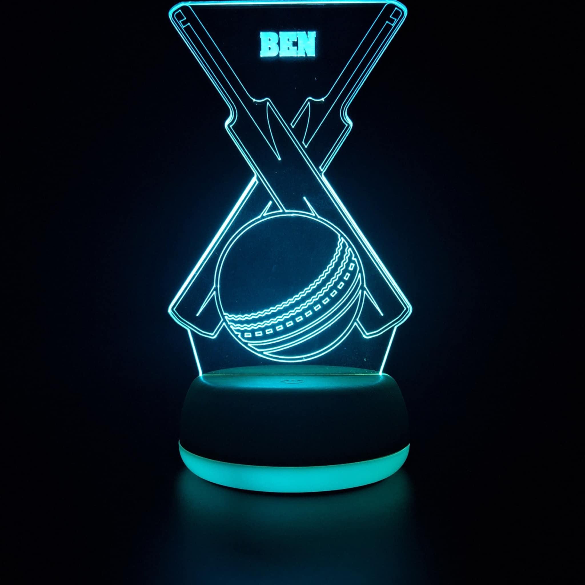 Lampada LED da cricket personalizzata con controller RGB, regalo unico per giocatore di cricket, regalo per papà, luce notturna, luce LED a forma di m