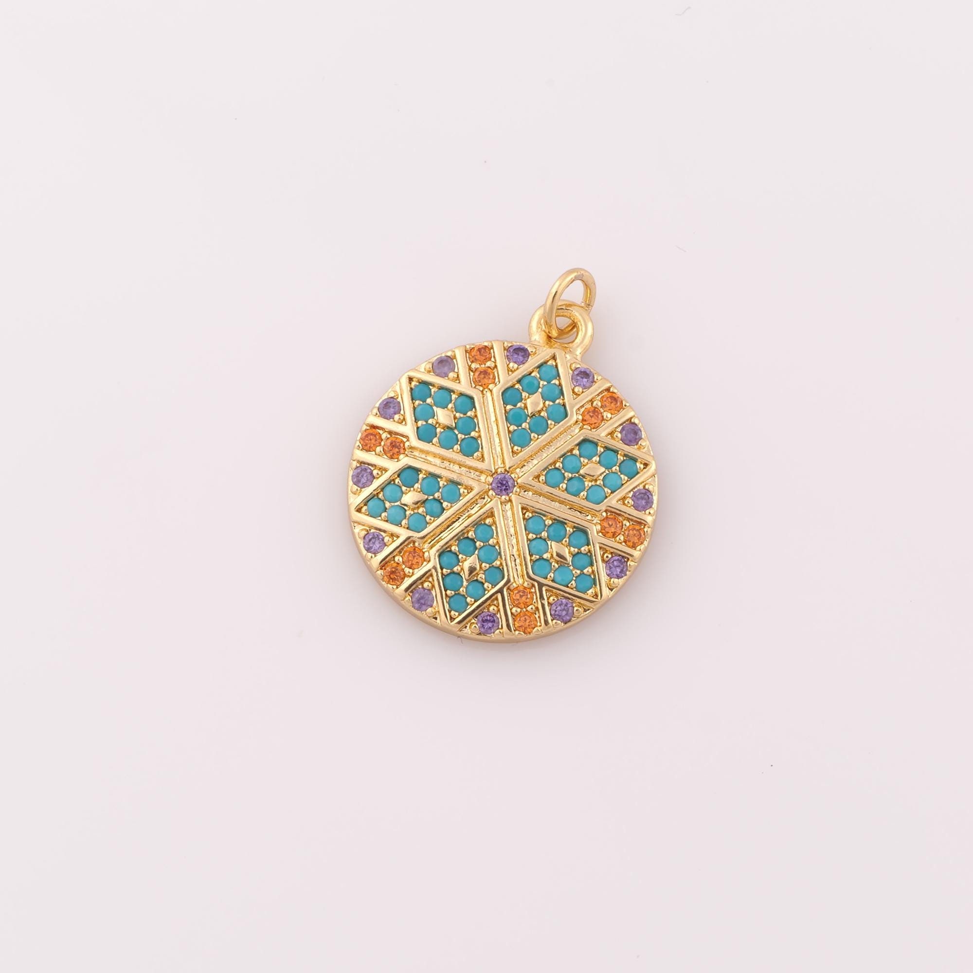 1 pz. Ciondolo a forma di fiore in oro CZ, ciondolo a forma di fiore riempito in oro 18 carati, ciondolo a forma di fiore fai da te per braccialetti,