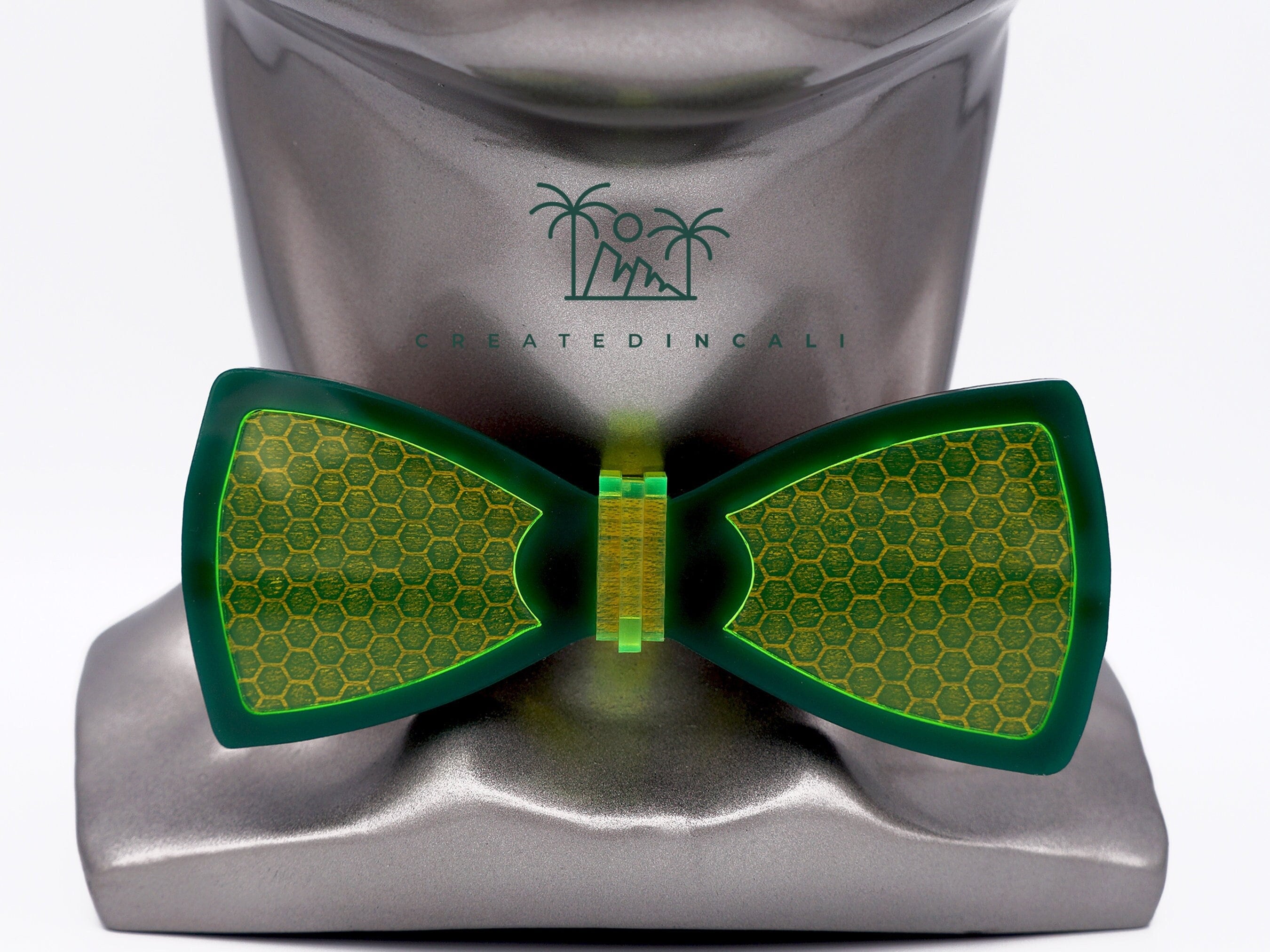 Papillon alveare, papillon verde, papillon in legno, papillon verde fluorescente, papillon inciso, papillon unico, papillon da sposa, papillon da spos