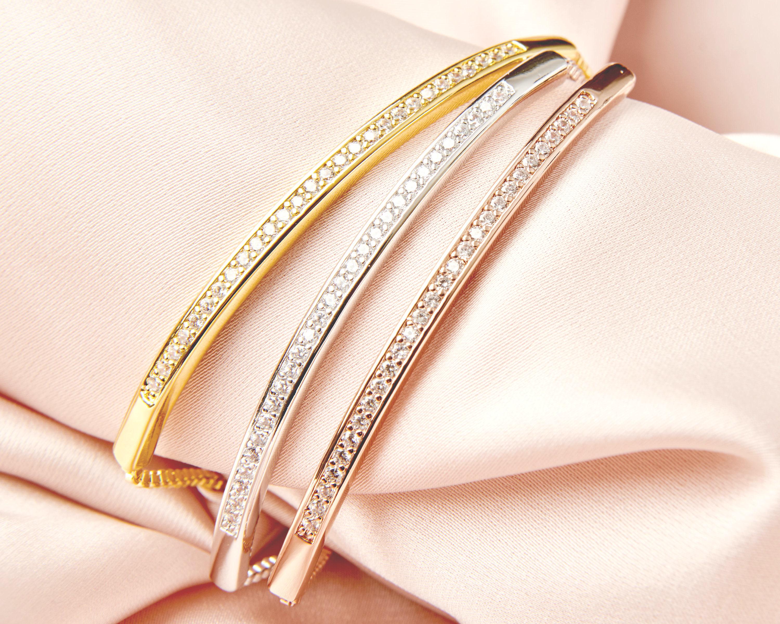 Bracciale da sposa in oro rosa, bracciale da matrimonio, gioielli da sposa, gioielli da damigella d'onore, bracciale da damigella d'onore, bracciale d