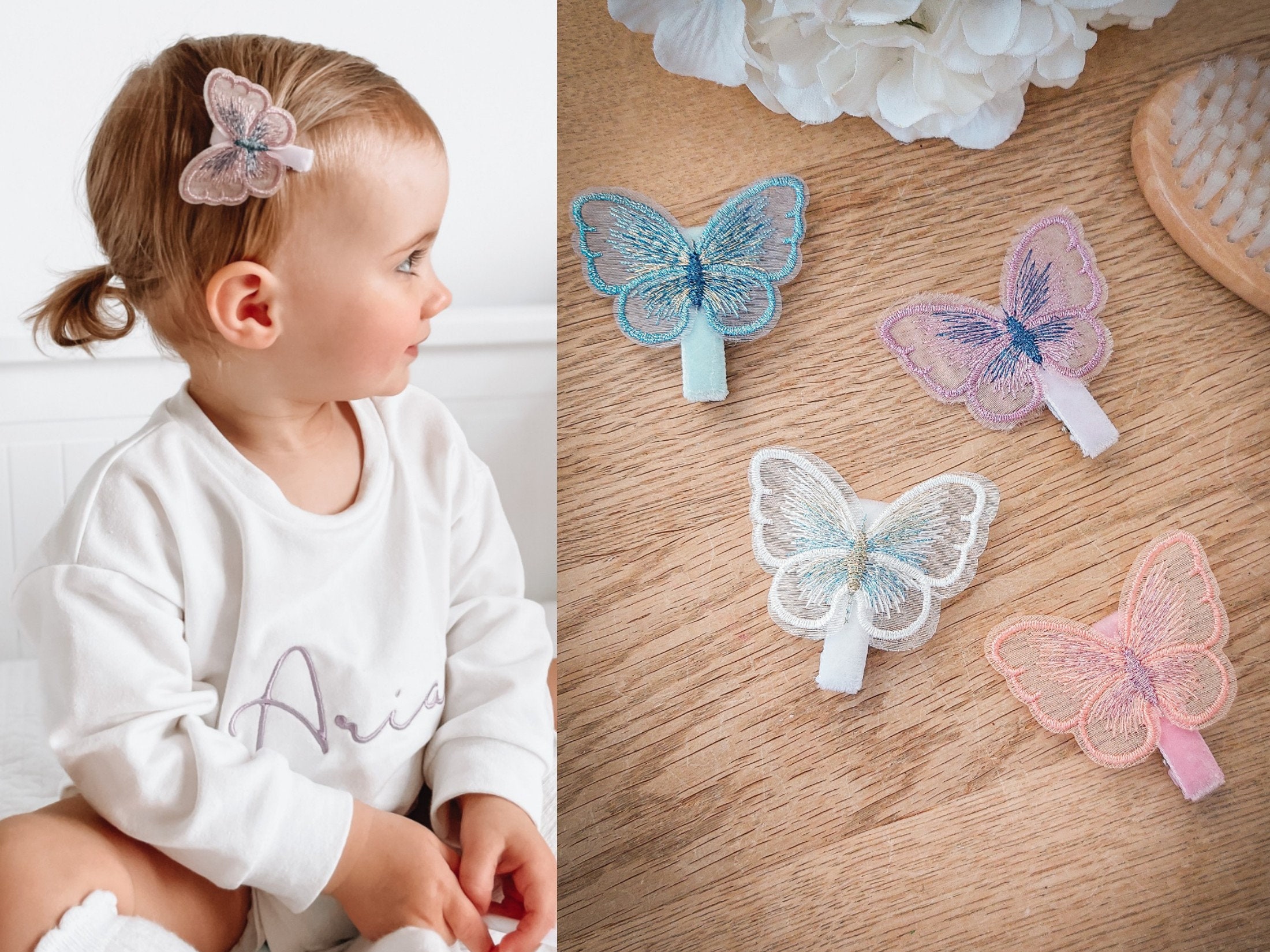 Fermaglio per capelli a forma di farfalla, fermaglio per capelli a forma di farfalla in tulle, fermagli per capelli per bambini piccoli, fermagli per