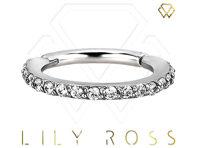 Anello dell'eternità con elica/cartilagine da 16 g con zirconi Swarovski bianchi su acciaio chirurgico 316L - Disponibile in 5, 6, 7 o 8 mm
