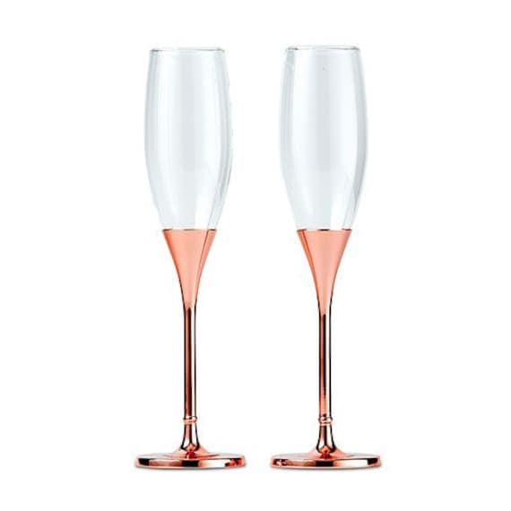 Calici da brindisi personalizzati in oro rosa per matrimonio - Calici da champagne - Calici personalizzati - Bicchieri da matrimonio personalizzati -