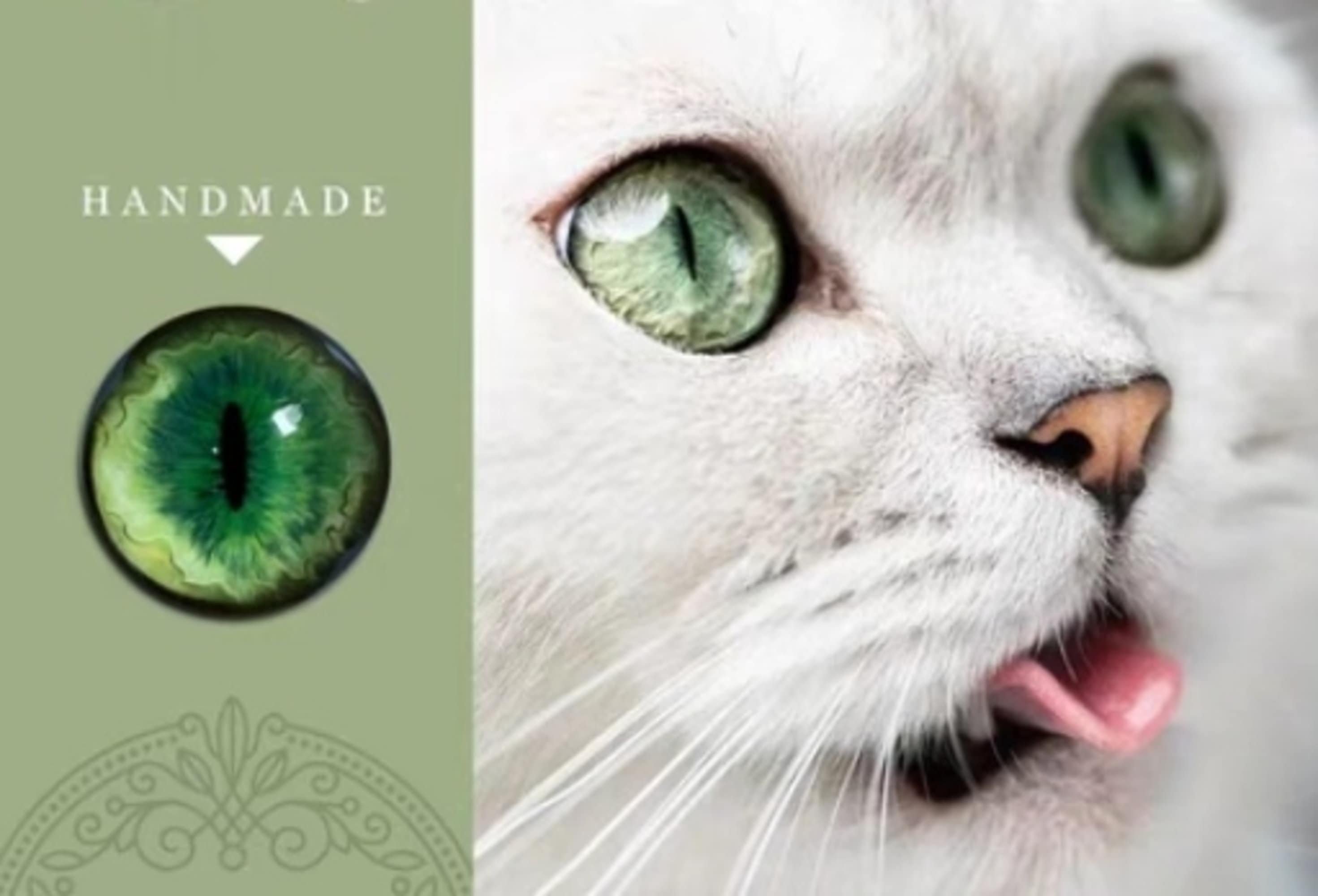 Occhi di gatto verde scuro occhi di vetro realistici cabochon occhi per giocattoli pupilla piccola occhi di gatto in feltro occhi di peluche occhi di