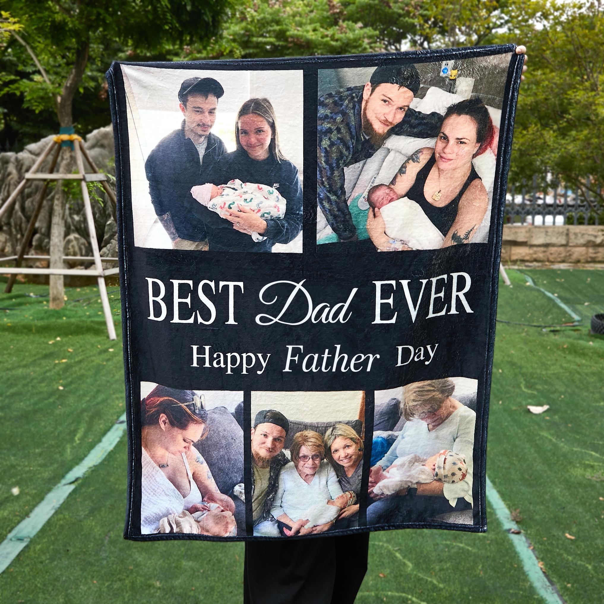 Coperta personalizzata per la Festa del Papà con foto, coperta personalizzata con collage di foto e testo, coperta personalizzata, coperta con foto, r