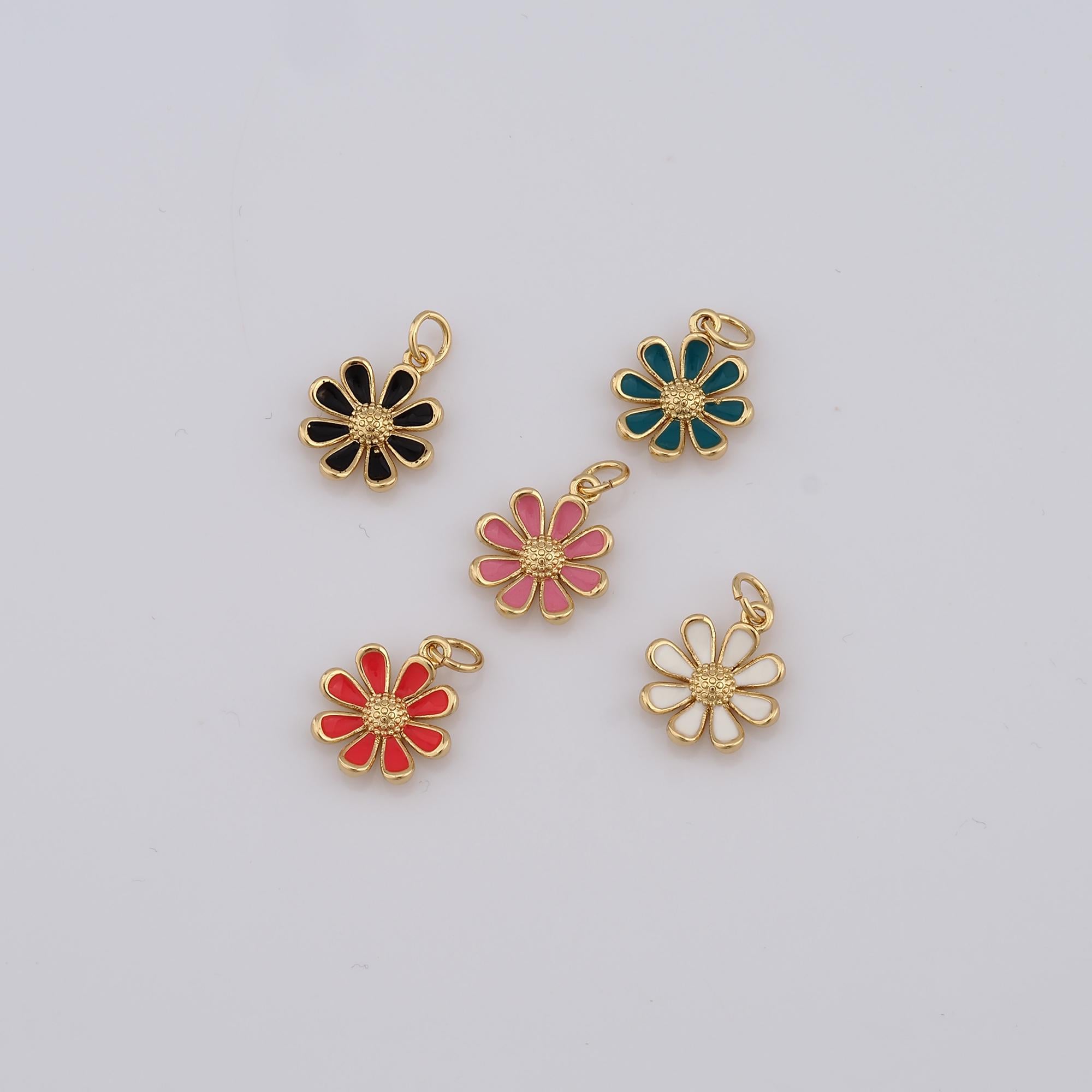 1 pz Ciondolo a forma di fiore in oro, ciondolo a forma di fiore riempito in oro 18 carati, ciondolo a forma di fiore fai da te per braccialetti, coll