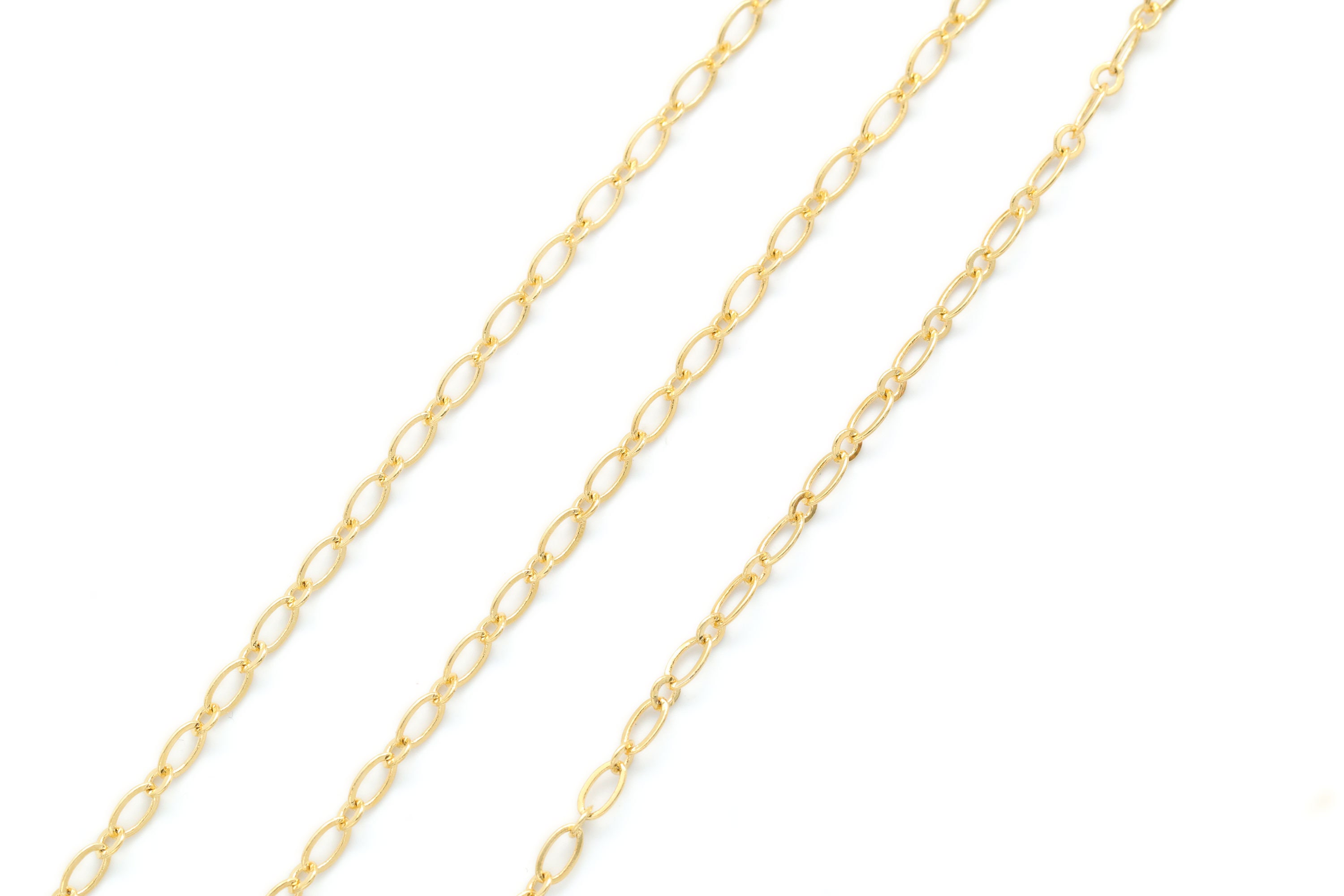 Catena ovale minima, senza nichel, CJ43-09, 1 metro, ovale 4,5x2,5 mm, ottone placcato oro 16K, catena ovale a maglie, catena ovale a maglie
