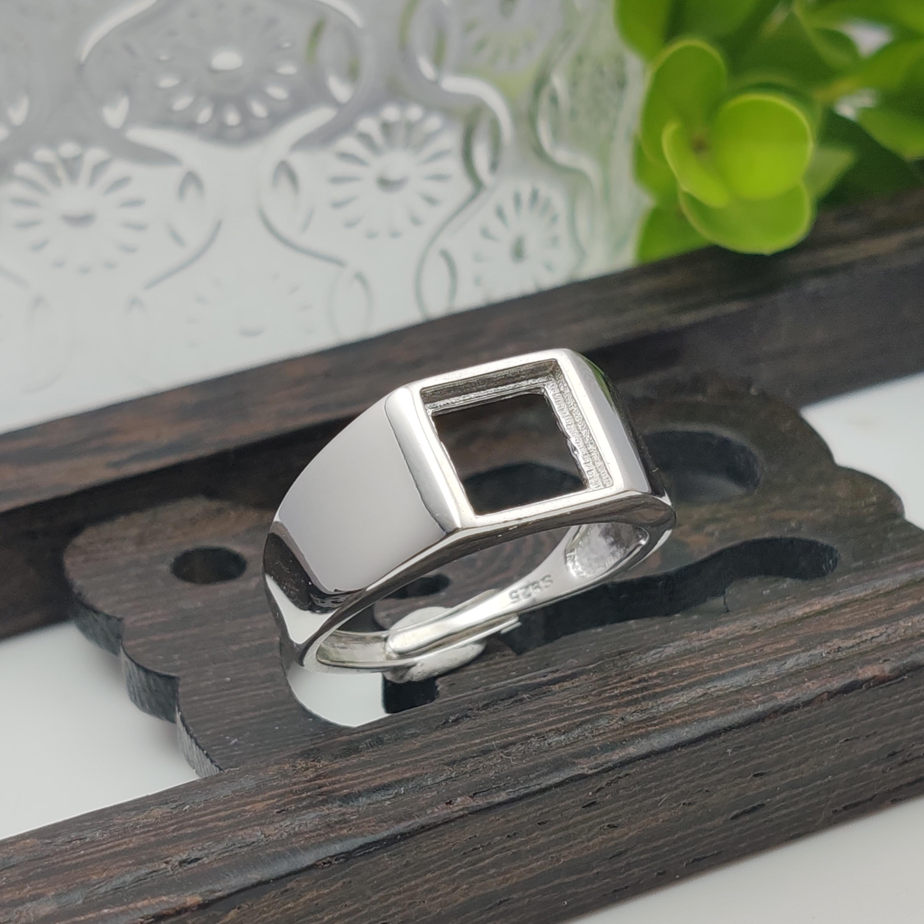 Montatura per anello (6 x 6 mm/7 x 7 mm/8 x 8 mm/9 x 9 mm/10 x 10 mm/12 x 12 mm/13 x 13 mm/15 x 15 mm quadrata) regolabile in argento 925 placcato oro