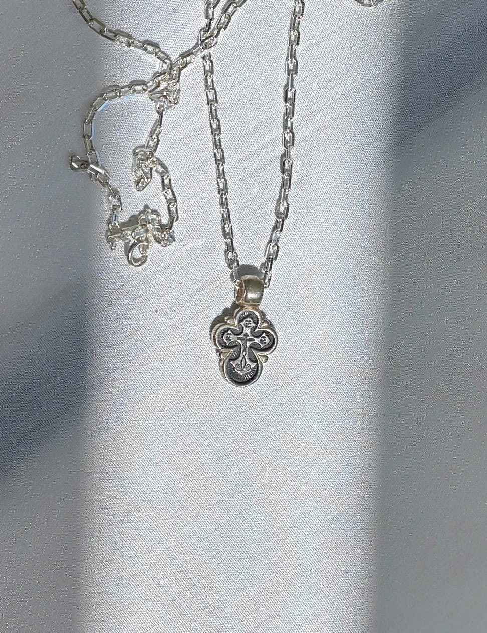 Collana con croce ortodossa, collana con croce in argento, argento sterling 925, ciondolo con croce in argento, collana con croce in argento, croce or