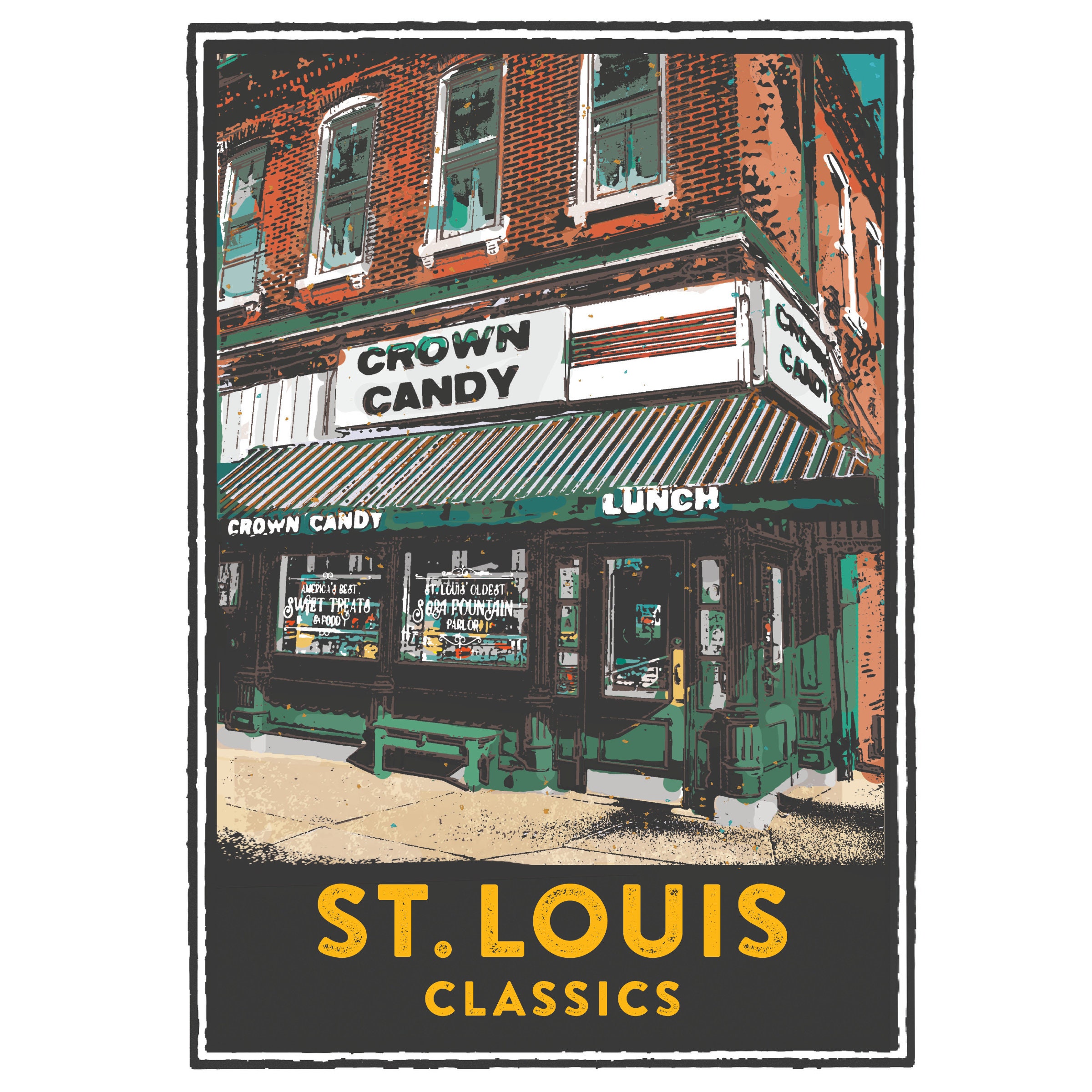 Serie di gesti di St. Louis, Crown Candy, arte di St. Louis, stampa di viaggio, arredamento per la casa, regalo di nozze, inaugurazione della casa, st