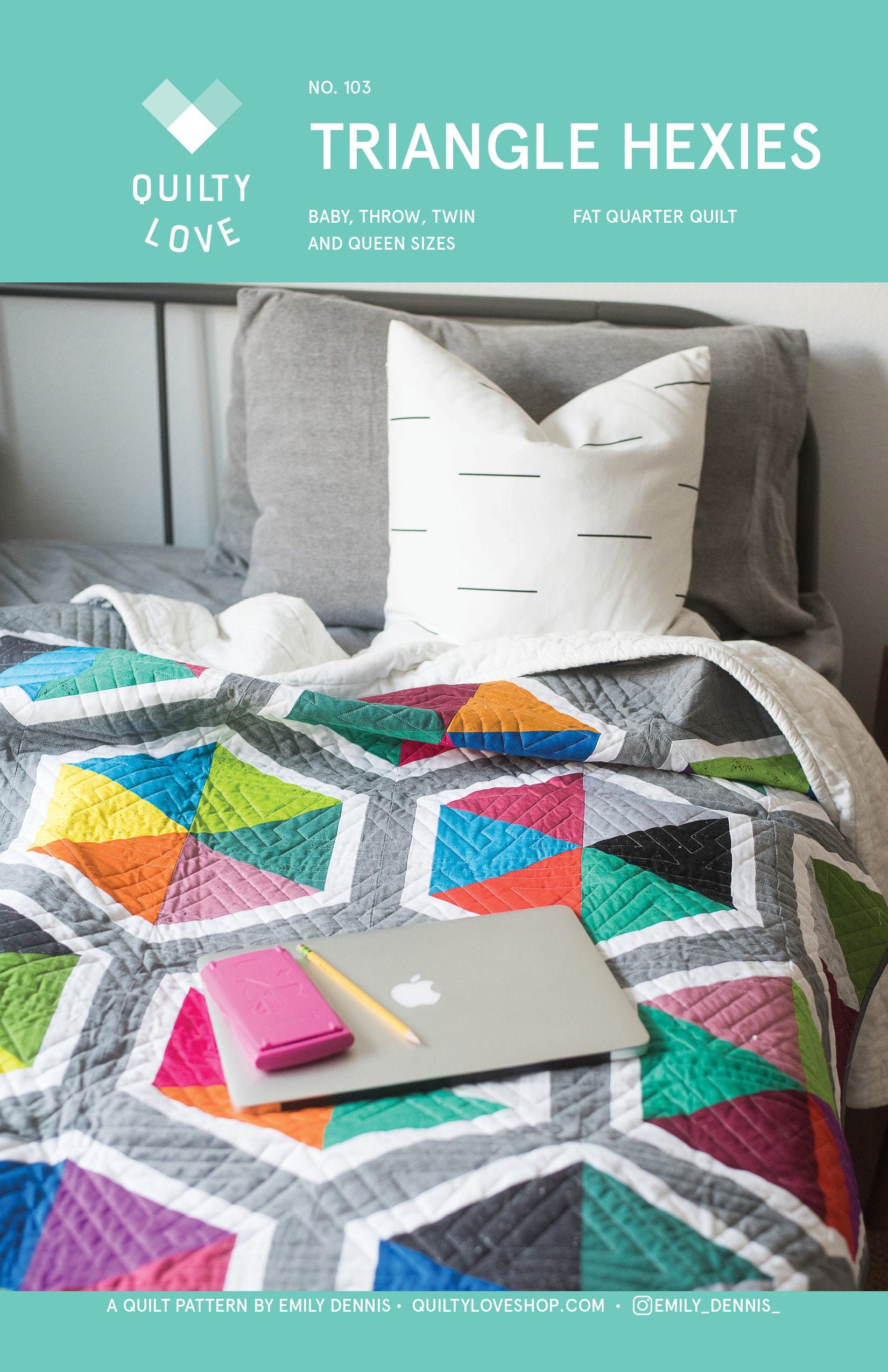 Modello trapunta PDF Triangle Hexies / trapunta Hexie / trapunta moderna / trapunta hexie moderna / trapunta triangolare / modello trapunta / modello