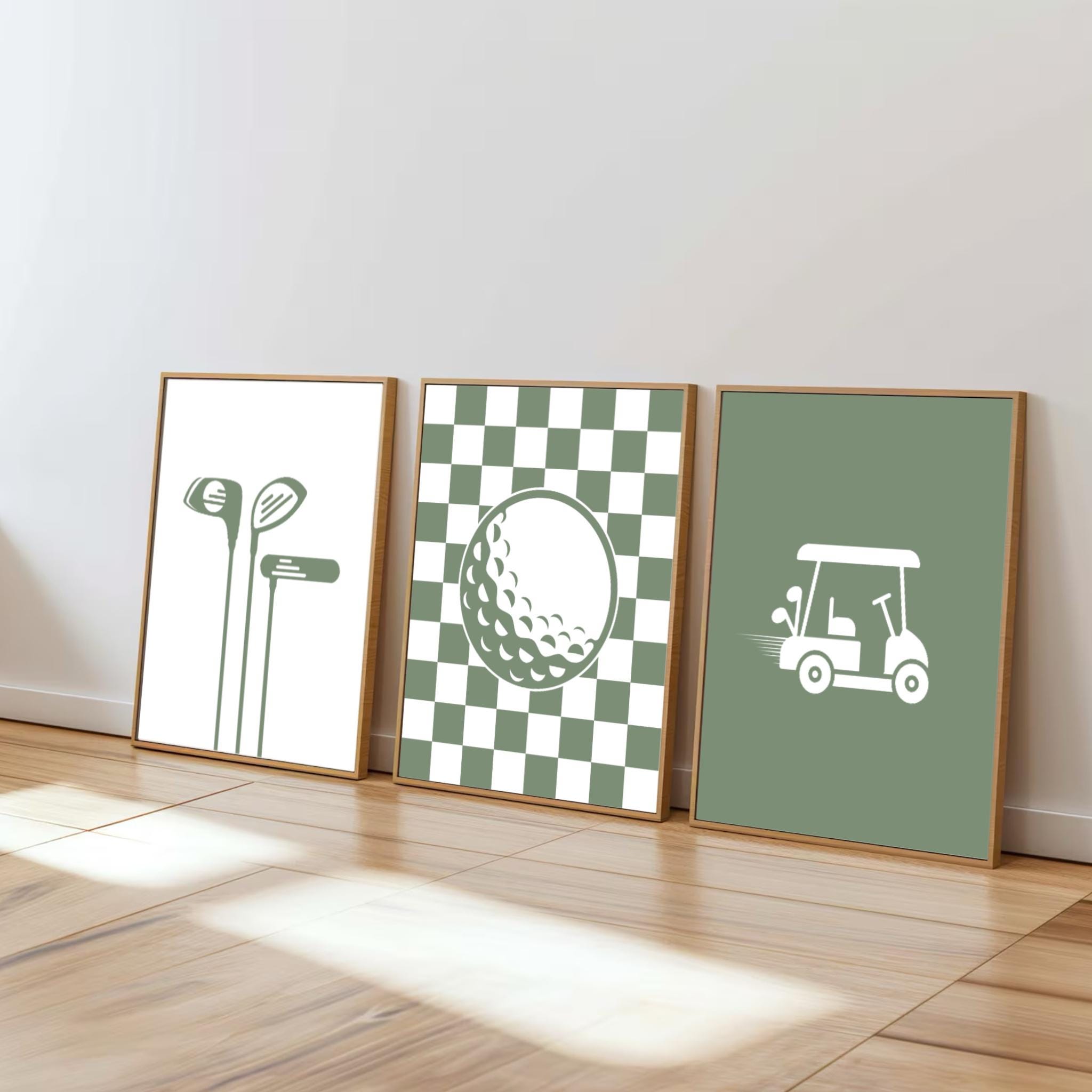 Set di 3 stampe per cameretta dei bambini a tema golf, cameretta dei bambini a tema golf, stampe digitali, decorazioni per cameretta dei bambini a tem