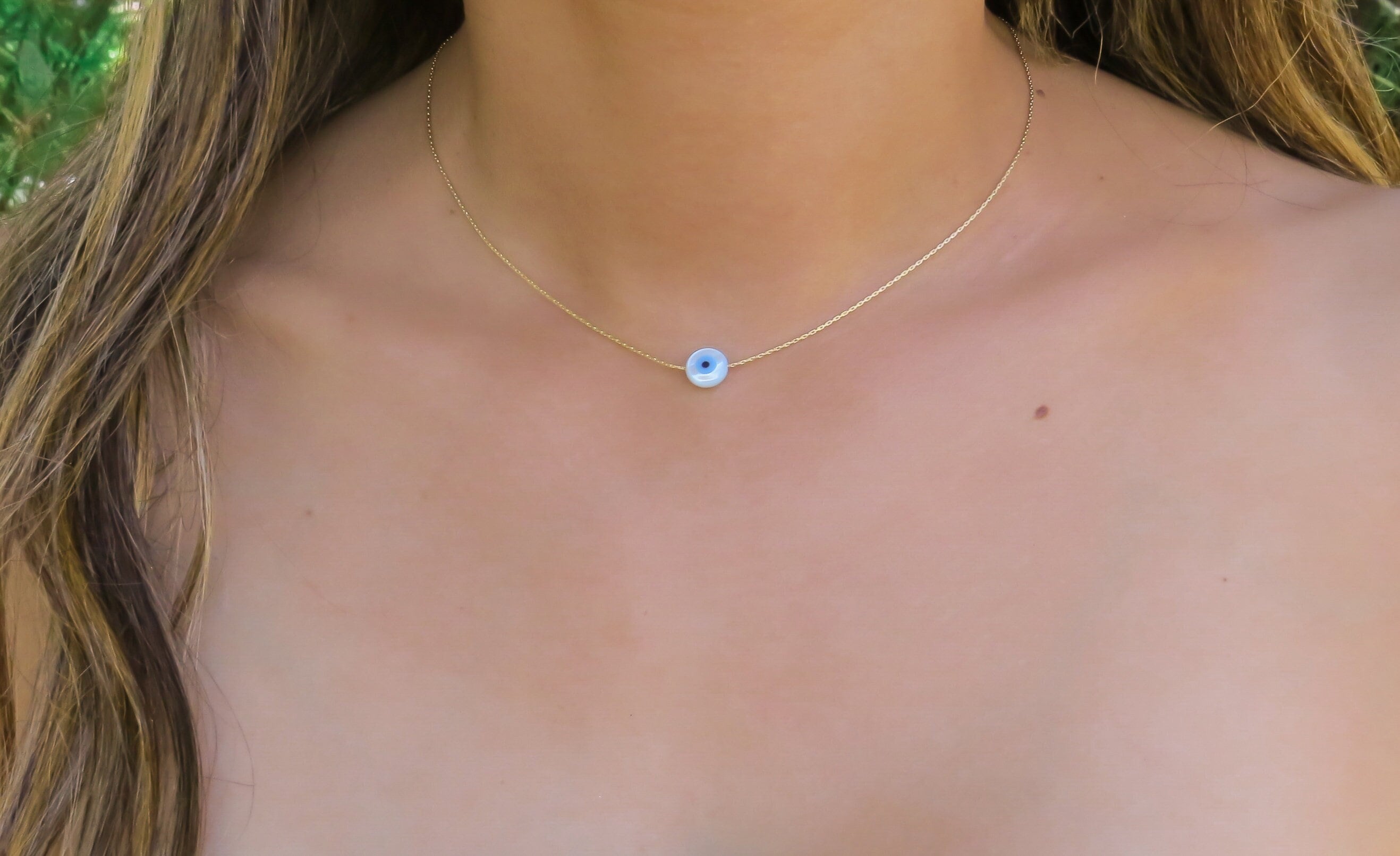 Collana d'oro, collana d'oro contro il malocchio, collana portafortuna, collana d'oro con perle, collana in madreperla, collana contro il malocchio, r